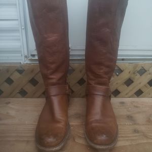 Frye Leather Harness Zip Up Tall Knee High Boot